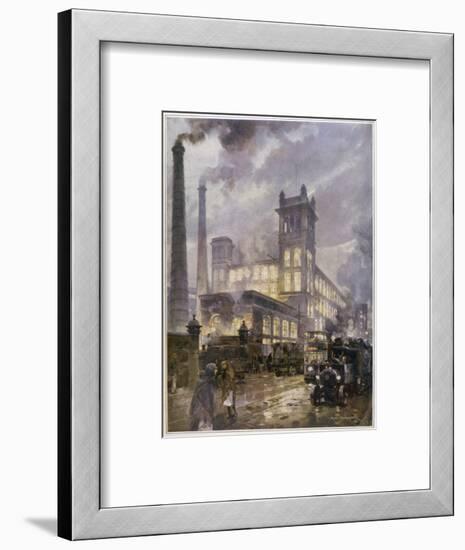 Preston, Lancashire: Horrockses Crewdson and Co. Centenary Cotton Mills, on a Rainy Day-null-Framed Art Print