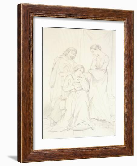 Presumed Portrait of the Comte Oscar De Ranchicourt and His Family in Troubadour Costumes, 1837-Theodore Chasseriau-Framed Giclee Print