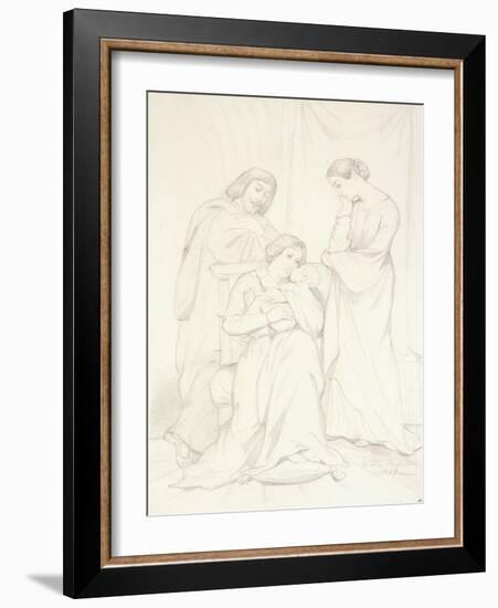 Presumed Portrait of the Comte Oscar De Ranchicourt and His Family in Troubadour Costumes, 1837-Theodore Chasseriau-Framed Giclee Print