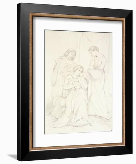 Presumed Portrait of the Comte Oscar De Ranchicourt and His Family in Troubadour Costumes, 1837-Theodore Chasseriau-Framed Giclee Print