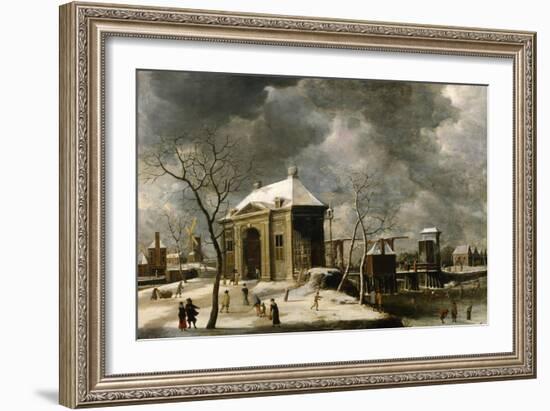 Presumed View of an Amsterdam Gate in Winter, 1622-Abrahamsz Beerstraten-Framed Giclee Print