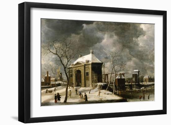 Presumed View of an Amsterdam Gate in Winter, 1622-Abrahamsz Beerstraten-Framed Giclee Print