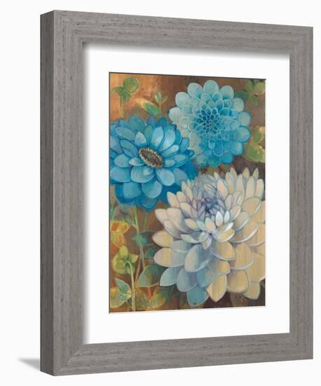 Pretty Blue Dahlias 1-Vera Hills-Framed Premium Giclee Print