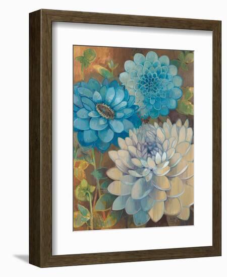 Pretty Blue Dahlias 1-Vera Hills-Framed Premium Giclee Print