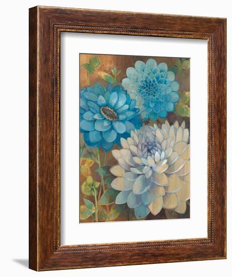 Pretty Blue Dahlias 1-Vera Hills-Framed Premium Giclee Print