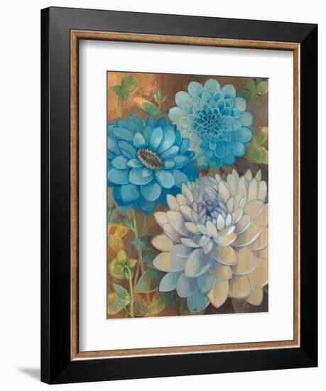 Pretty Blue Dahlias 1-Vera Hills-Framed Premium Giclee Print