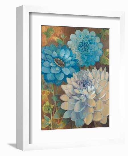 Pretty Blue Dahlias 1-Vera Hills-Framed Premium Giclee Print