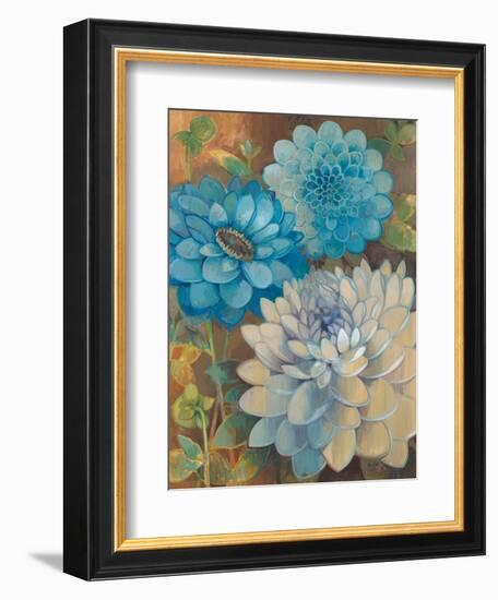 Pretty Blue Dahlias 1-Vera Hills-Framed Premium Giclee Print