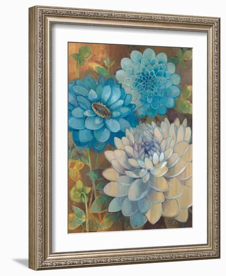 Pretty Blue Dahlias 1-Vera Hills-Framed Art Print