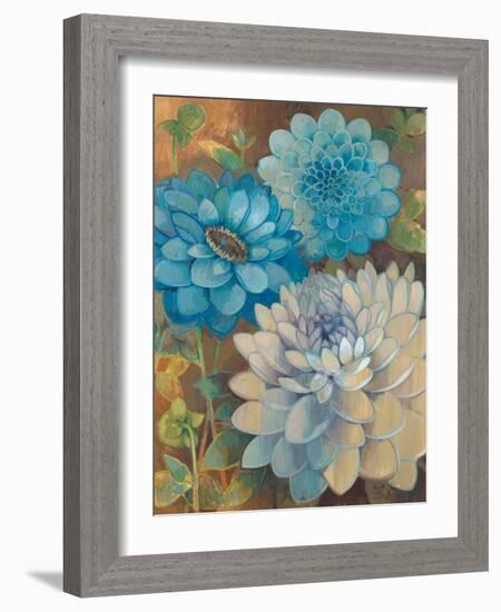 Pretty Blue Dahlias 1-Vera Hills-Framed Art Print