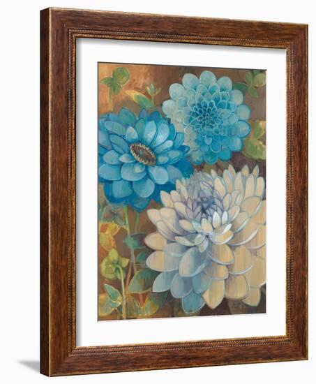 Pretty Blue Dahlias 1-Vera Hills-Framed Art Print