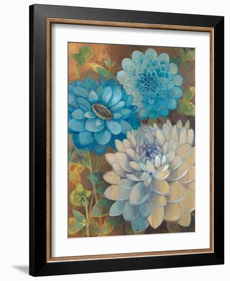 Pretty Blue Dahlias 1-Vera Hills-Framed Art Print