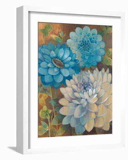 Pretty Blue Dahlias 1-Vera Hills-Framed Art Print