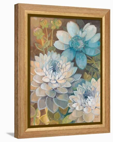 Pretty Blue Dahlias 2-Vera Hills-Framed Stretched Canvas