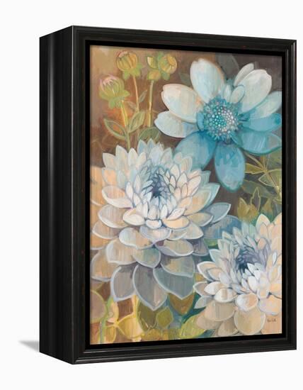 Pretty Blue Dahlias 2-Vera Hills-Framed Stretched Canvas