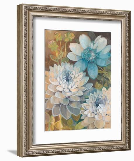 Pretty Blue Dahlias 2-Vera Hills-Framed Art Print