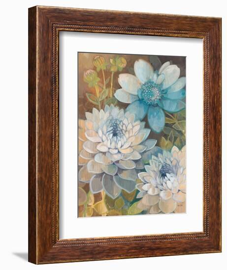 Pretty Blue Dahlias 2-Vera Hills-Framed Art Print