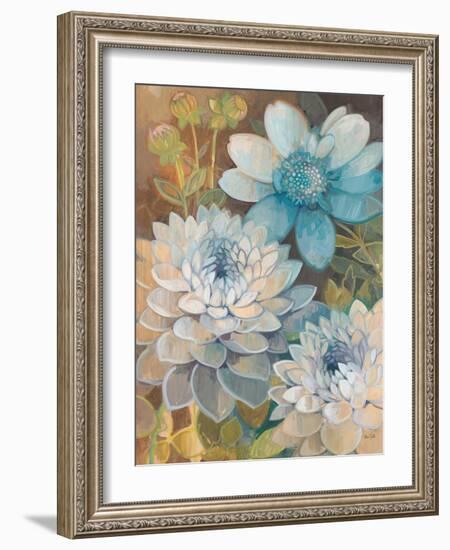 Pretty Blue Dahlias 2-Vera Hills-Framed Art Print