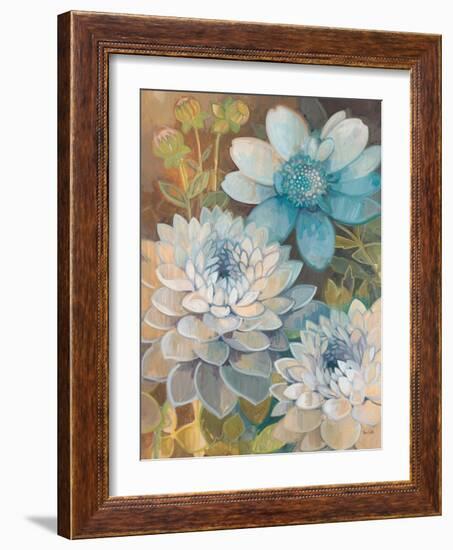 Pretty Blue Dahlias 2-Vera Hills-Framed Art Print