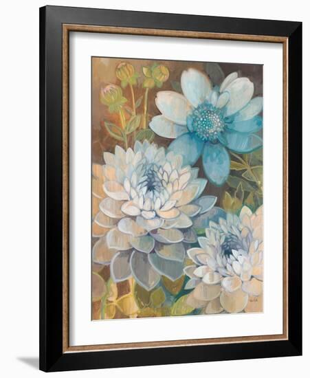 Pretty Blue Dahlias 2-Vera Hills-Framed Art Print