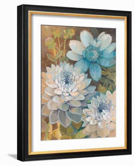 Pretty Blue Dahlias 2-Vera Hills-Framed Art Print