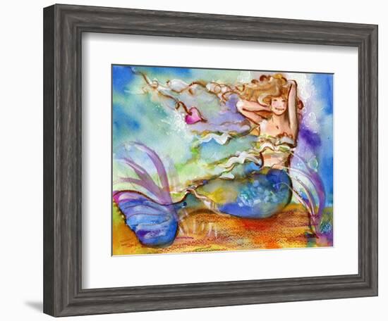 Pretty Blue Mermaid-sylvia pimental-Framed Art Print