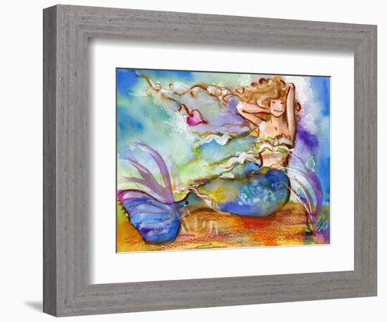 Pretty Blue Mermaid-sylvia pimental-Framed Art Print