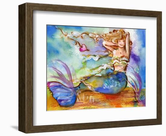 Pretty Blue Mermaid-sylvia pimental-Framed Art Print