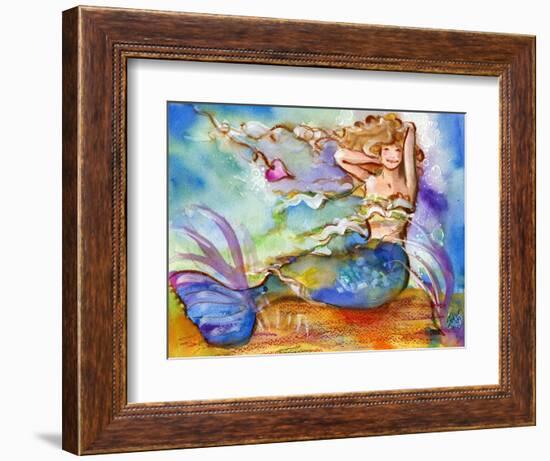 Pretty Blue Mermaid-sylvia pimental-Framed Art Print