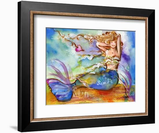 Pretty Blue Mermaid-sylvia pimental-Framed Art Print