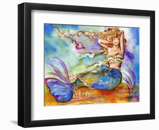 Pretty Blue Mermaid-sylvia pimental-Framed Art Print