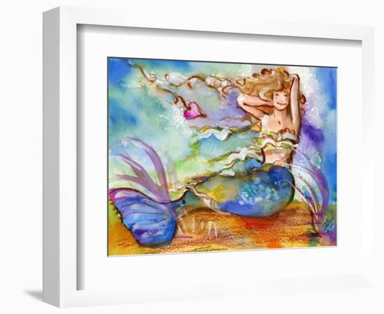 Pretty Blue Mermaid-sylvia pimental-Framed Art Print