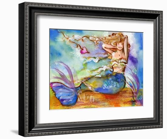Pretty Blue Mermaid-sylvia pimental-Framed Art Print