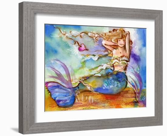 Pretty Blue Mermaid-sylvia pimental-Framed Art Print