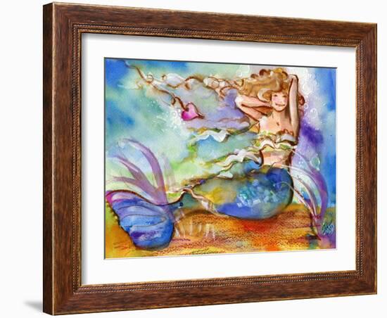 Pretty Blue Mermaid-sylvia pimental-Framed Art Print