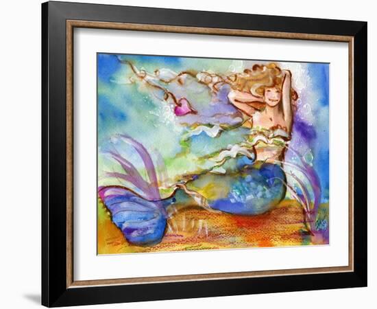 Pretty Blue Mermaid-sylvia pimental-Framed Art Print