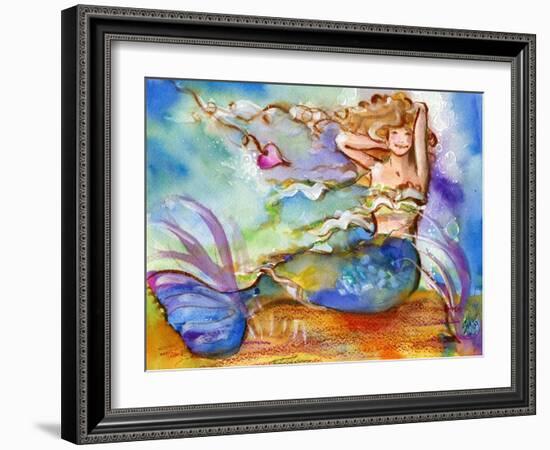 Pretty Blue Mermaid-sylvia pimental-Framed Art Print