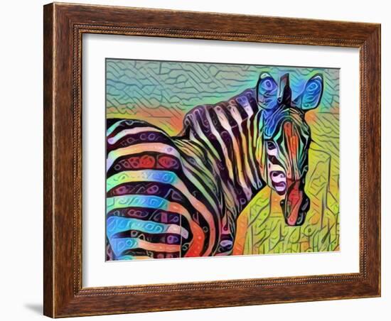 Pretty Colorful Zebra-sylvia pimental-Framed Art Print