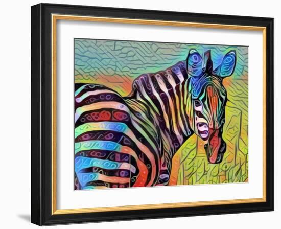 Pretty Colorful Zebra-sylvia pimental-Framed Art Print