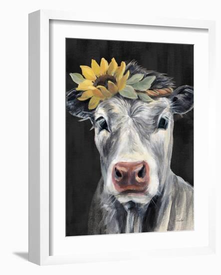 Pretty Cow on Black-Silvia Vassileva-Framed Art Print