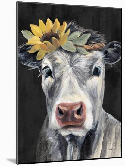 Pretty Cow on Black-Silvia Vassileva-Mounted Art Print