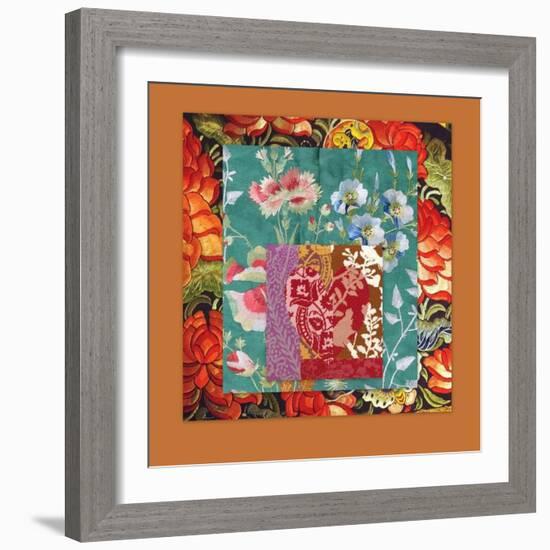 PRETTY FLORAL COLLAGE-Linda Arthurs-Framed Giclee Print