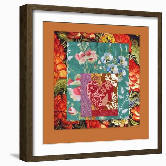 PRETTY FLORAL COLLAGE-Linda Arthurs-Framed Giclee Print