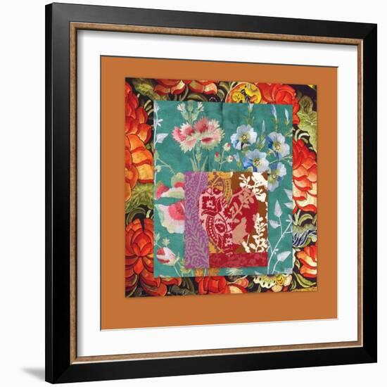 PRETTY FLORAL COLLAGE-Linda Arthurs-Framed Giclee Print