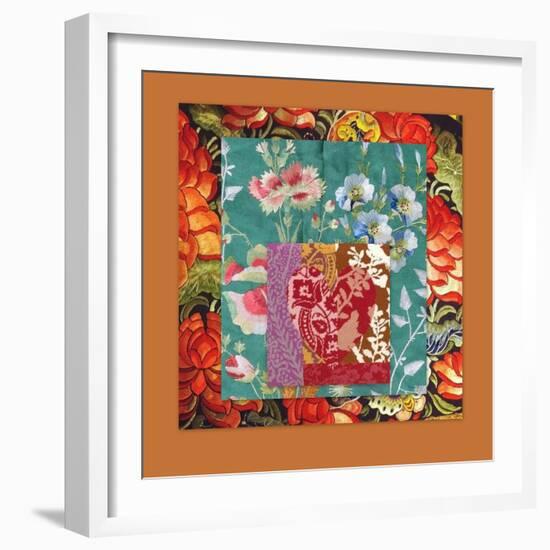 PRETTY FLORAL COLLAGE-Linda Arthurs-Framed Giclee Print