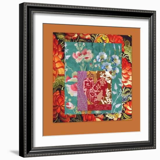 PRETTY FLORAL COLLAGE-Linda Arthurs-Framed Giclee Print