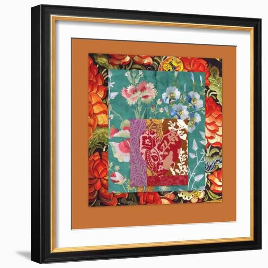 PRETTY FLORAL COLLAGE-Linda Arthurs-Framed Giclee Print