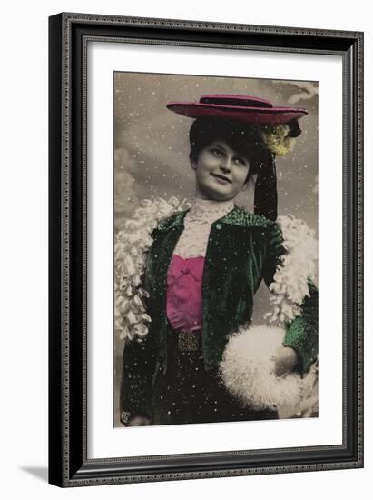 Pretty Girl, in Fine Clothes, in the Snow-null-Framed Giclee Print