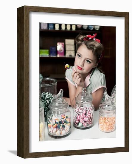 Pretty Little Miss Lollipop-Yvette Leur-Framed Photographic Print