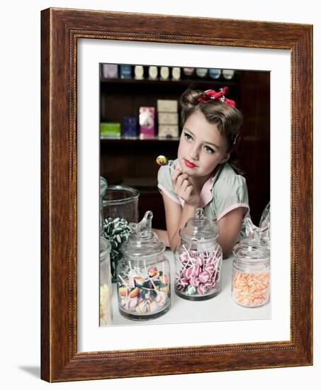 Pretty Little Miss Lollipop-Yvette Leur-Framed Photographic Print